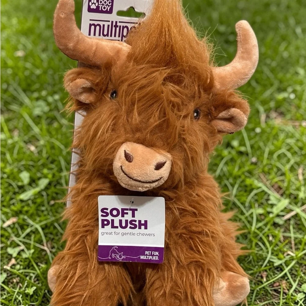 Multipet. Soft Plush Highland Cow Toy - Rusty Brown (NWT)